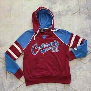 Colorado Avalanche NHL Hoodie L – Retro Colorblock V-Neck 2000s Y2K